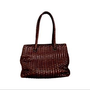 Talbots brown weaved leather handbag